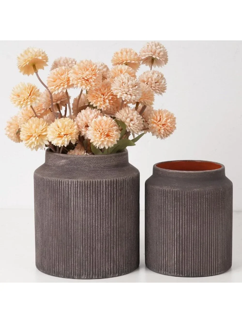Set of 2 Rustic Ceramic Flower Vases - 5.9in Home Decor Accent Pieces